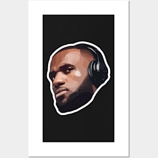 Lebron James Wearing Headset Posters and Art